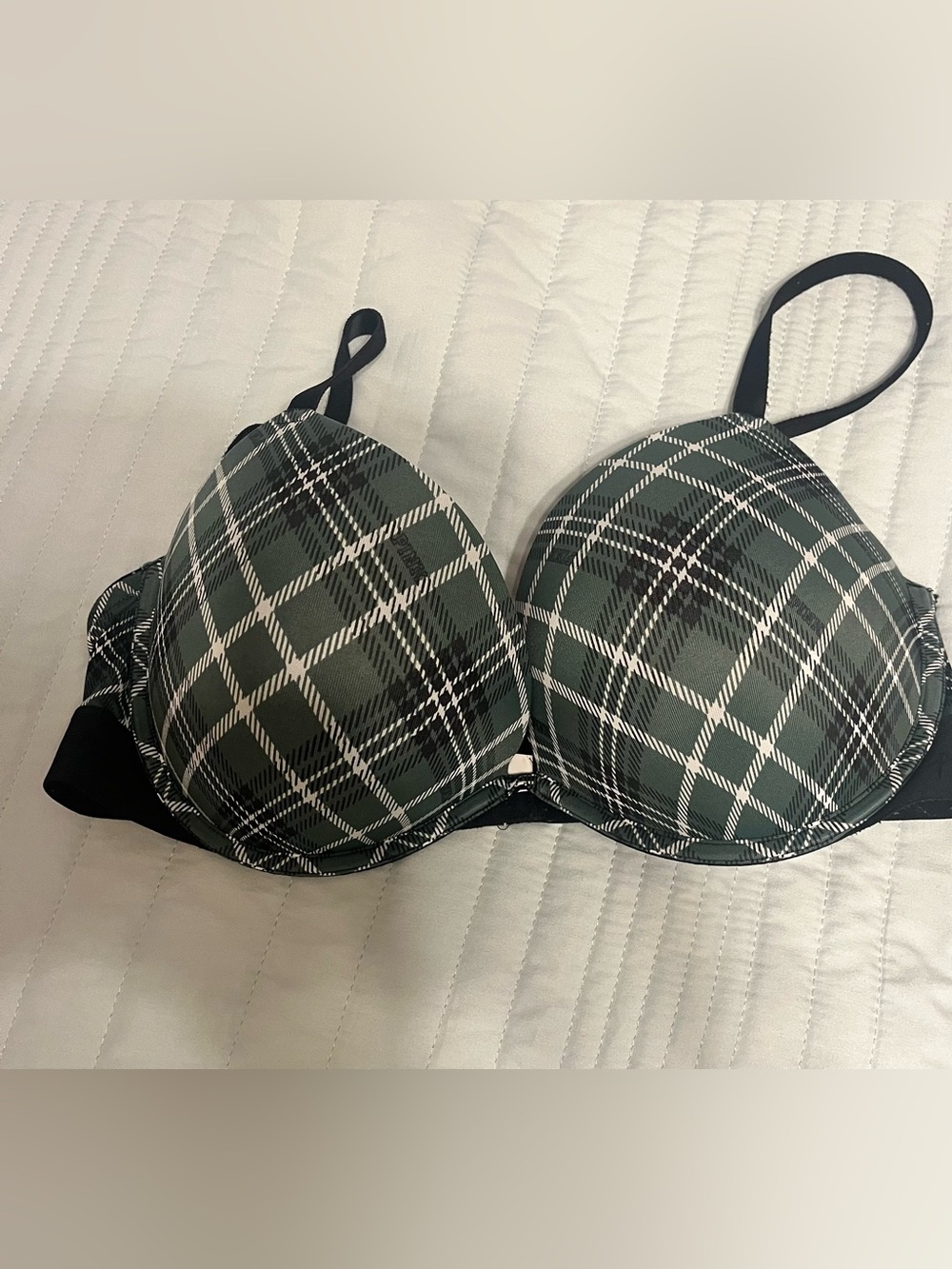 Victoria's Secret Green Plaid Underwire T-Shirt Bra-38D